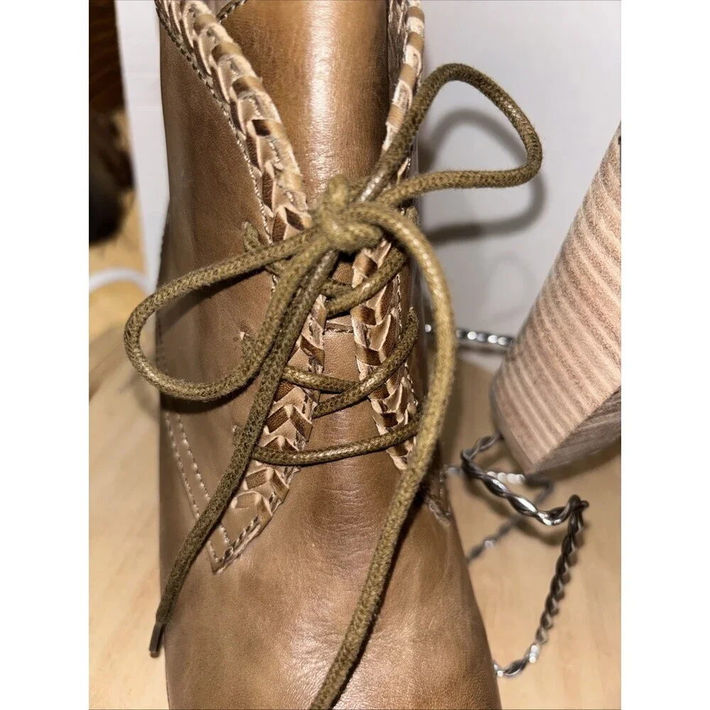 7.5 Antelope Dark Green Leather Boots Wooden Heel Sz 38 Rubber Sole - Picture 7 of 8